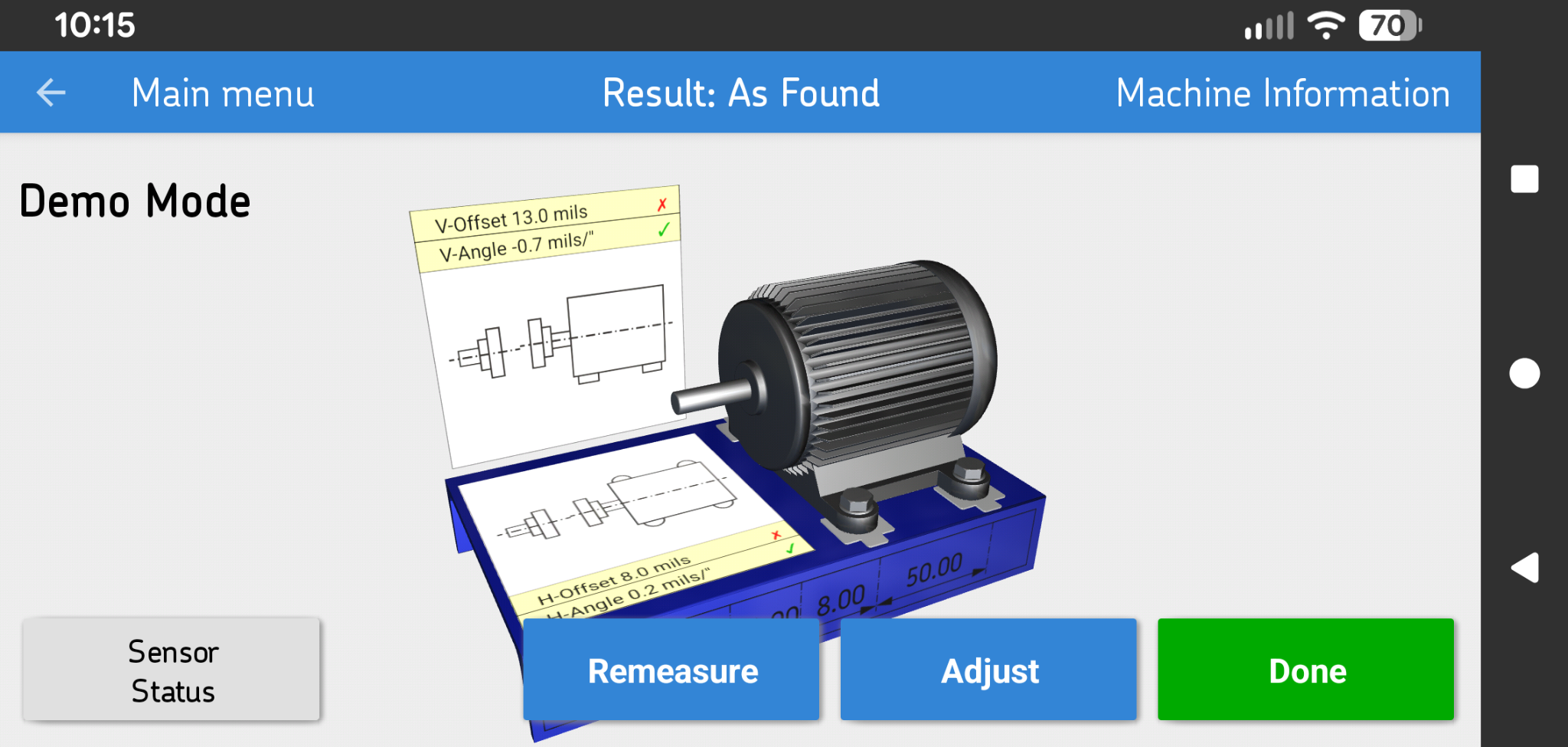 Laser alignment result graphic